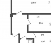 2-комн, 42кв м, этаж 2/2 Московская улица, 299