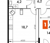 1-комн, 48кв м, этаж 22/25 проспект Ленина, 217