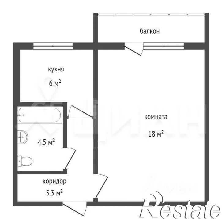 1-комн квартира Московская улица, 59,  д. 59