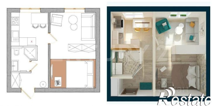 1-комн квартира Московская улица, 59,  д. 59
